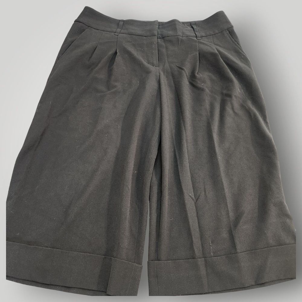 Ann Taylor LOFT Women's 12 BLACK "Ann" Pleated Cuffed Capri Pants